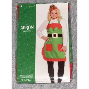 Christmas Elf Fabric Apron | Party Costume One Size